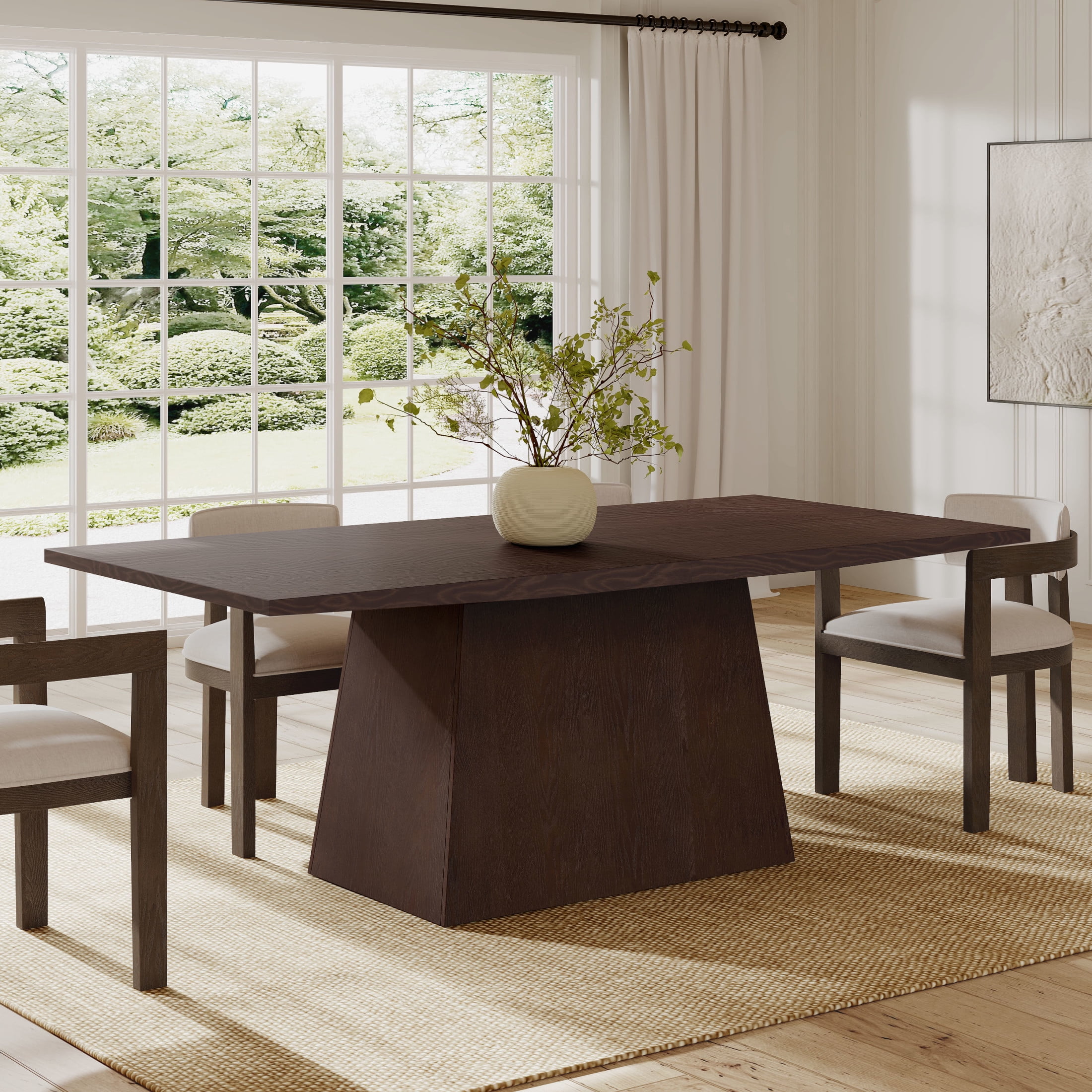 Christopher Knight Home 82" Pedestal Dining Table, Rectangular Seats 6-8, Solid Wood & MDF, Espresso