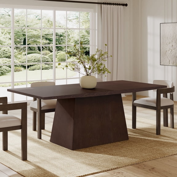 Christopher Knight Home 82" Pedestal Dining Table, Rectangular Seats 6-8, Solid Wood & MDF, Espresso