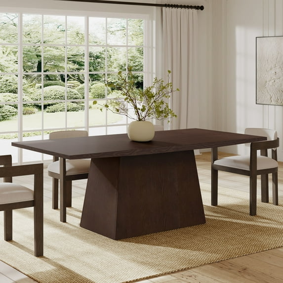Christopher Knight Home 82" Pedestal Dining Table, Rectangular Seats 6-8, Solid Wood & MDF, Espresso