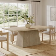 Christopher Knight Home 82" Pedestal Dining Table, Rectangular Seats 6-8, Solid Wood & MDF, Light Natural