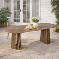 thumbnail image 1 of Christopher Knight Home 83" Oval Outdoor Dining Table, Acacia Wood Pedestal Base, Seats 6-8, Light Teak, 1 of 6