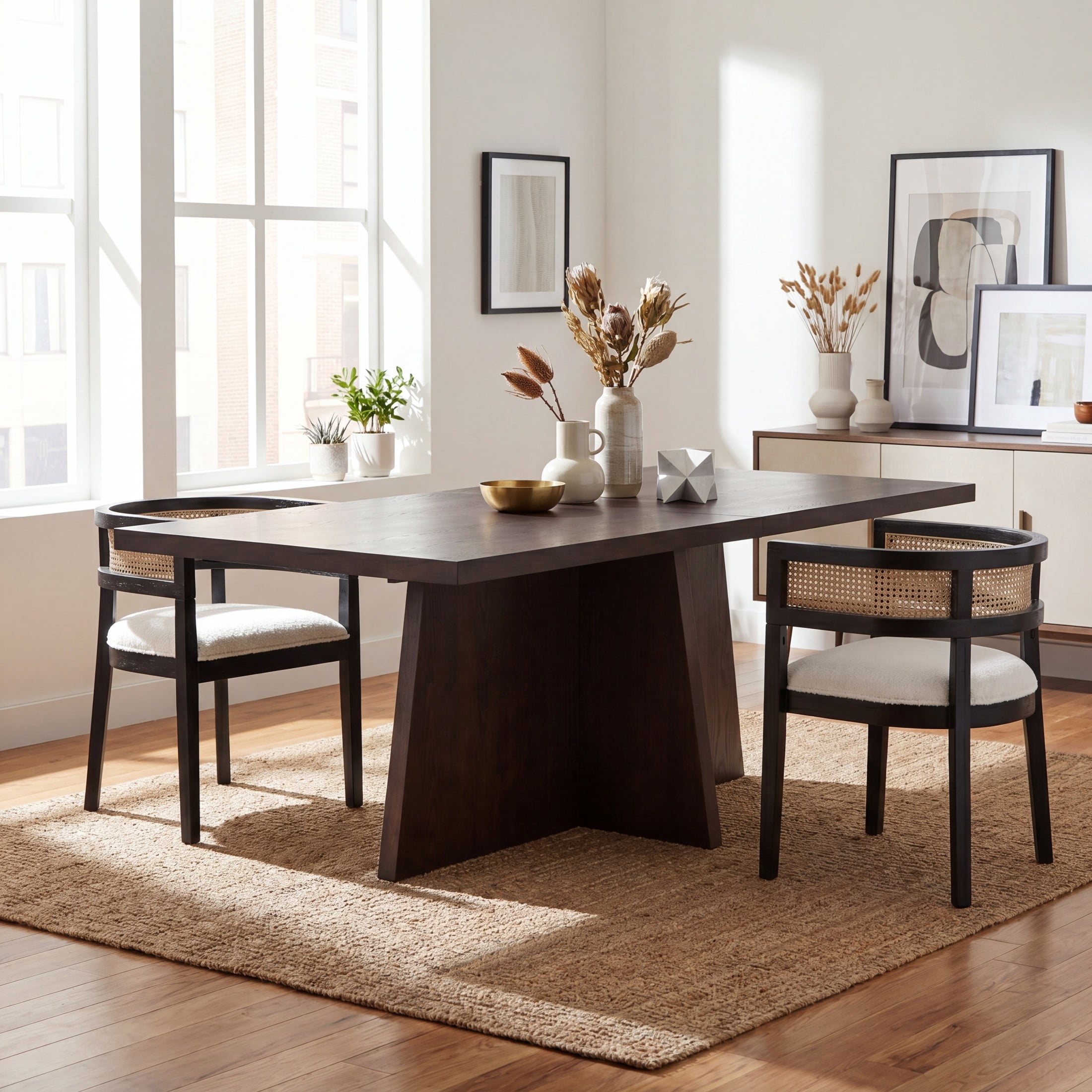 Christopher Knight Home 84" Modern Rectangular Dining Table with Trapezoid Base, Seats 6, Espresso