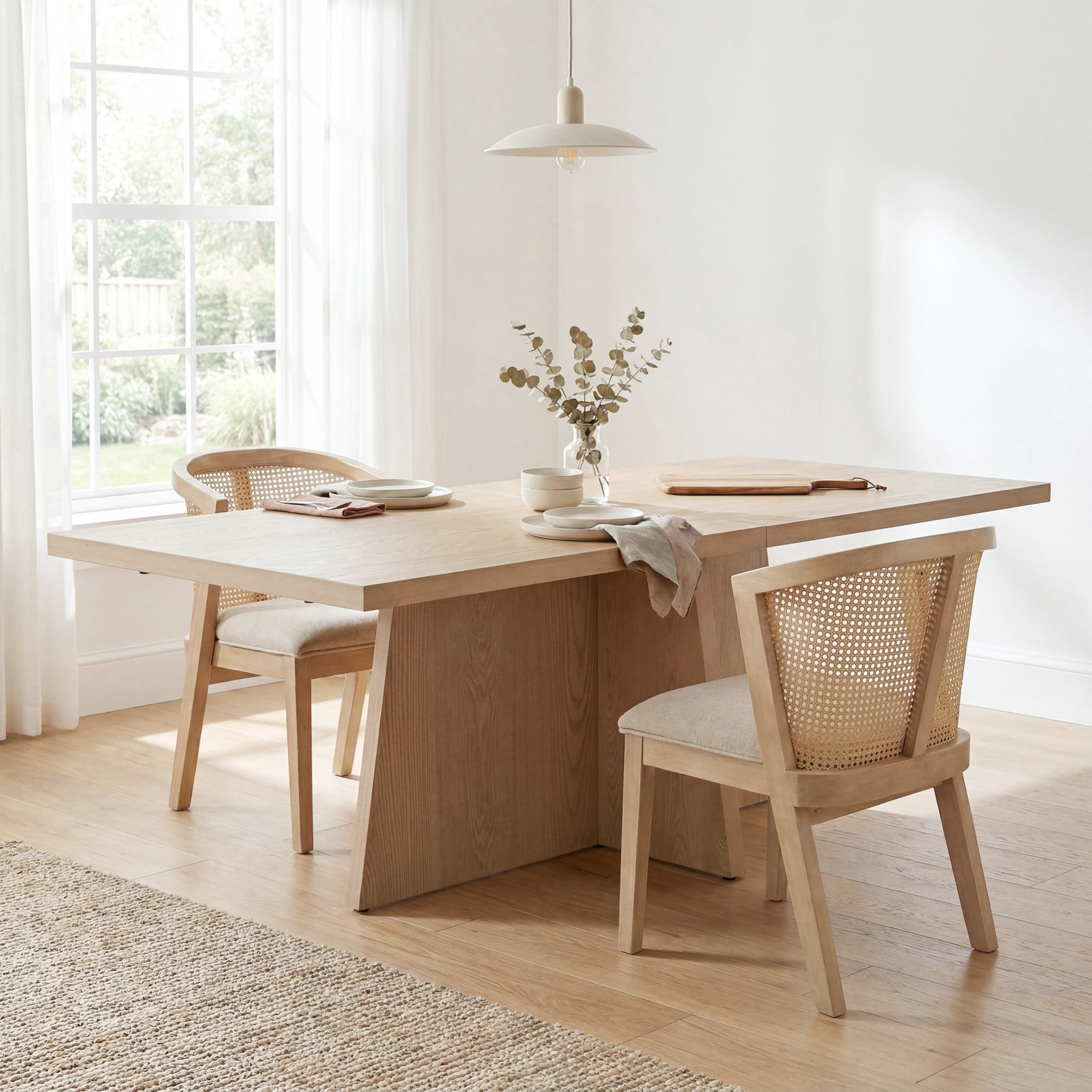Christopher Knight Home 84" Modern Rectangular Dining Table with Trapezoid Base, Seats 6, Light Ash