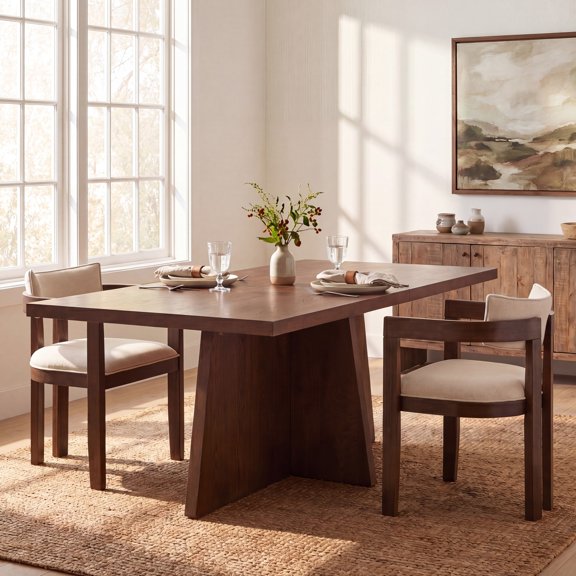 Christopher Knight Home 84" Modern Rectangular Dining Table with Trapezoid Base, Seats 6, Walnut