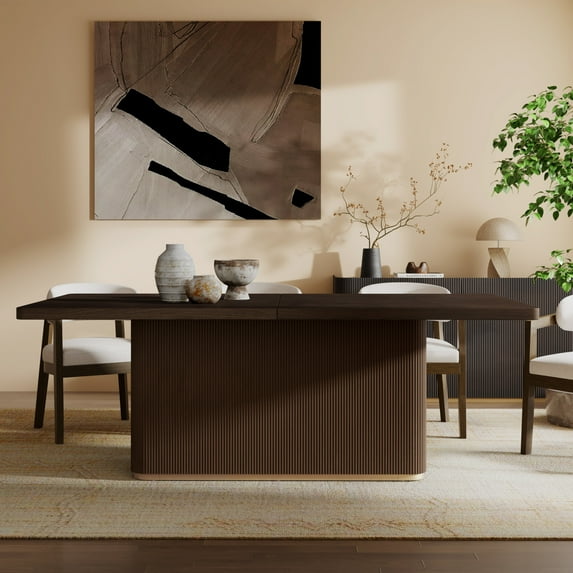 Christopher Knight Home 84" Rectangular Wood Dining Table for 6-8 people with Solid Pillar Base, Dark Brown