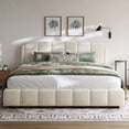 thumbnail image 1 of Christopher Knight Home 87.75" King Size Bed Frame with Curved-Shaped Headboard, Beige Boucle Upholstery, 1 of 10