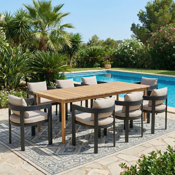 Christopher Knight Home 7-Piece Modern Outdoor Dining Set, Wood Table ...
