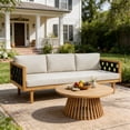 thumbnail image 1 of Christopher Knight Home Acacia Wood Outdoor 3 Seater Daybed with Teak Coffee Table, Light Gray Cushion+Black Rope, 1 of 17