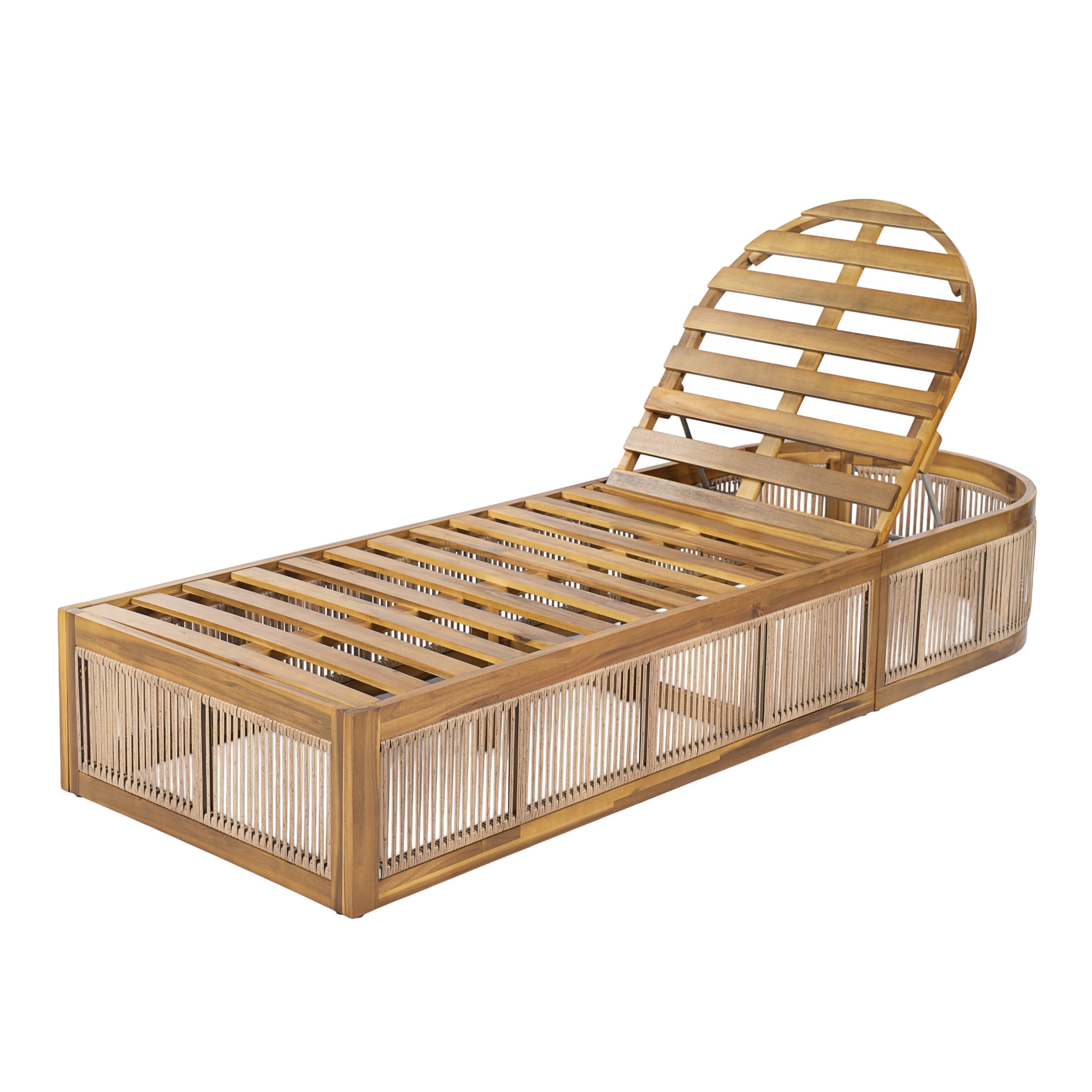 Christopher Knight Home Acacia Wood Outdoor Chaise Lounge Frame, Adjustable Recliner, Teak Finish