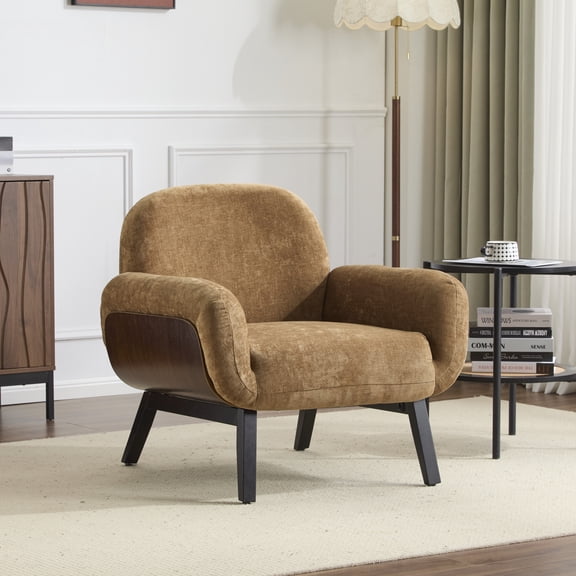 Christopher Knight Home Accent Armchair with Wrap-Around Backrest, Solid Wood Frame, Tan
