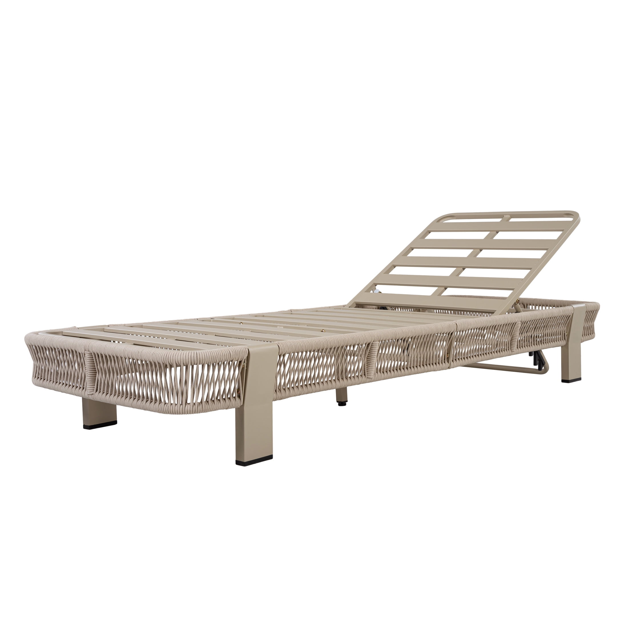 Christopher Knight Home Adjustable Backrest Outdoor Chaise Lounge, Iron Rope Frame, Beige