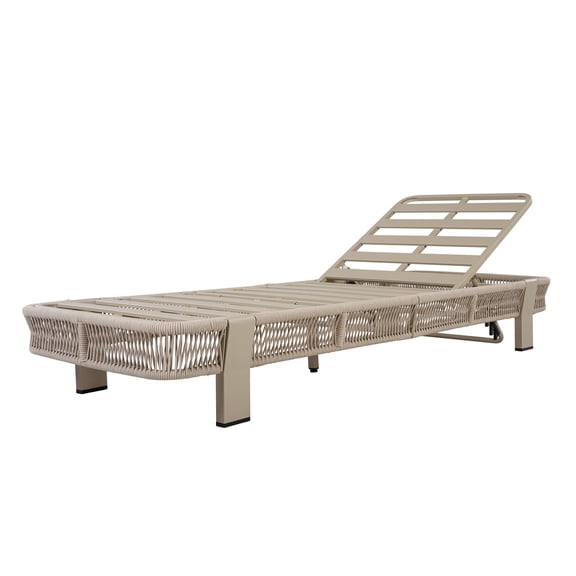 Christopher Knight Home Adjustable Backrest Outdoor Chaise Lounge, Iron Rope Frame, Beige