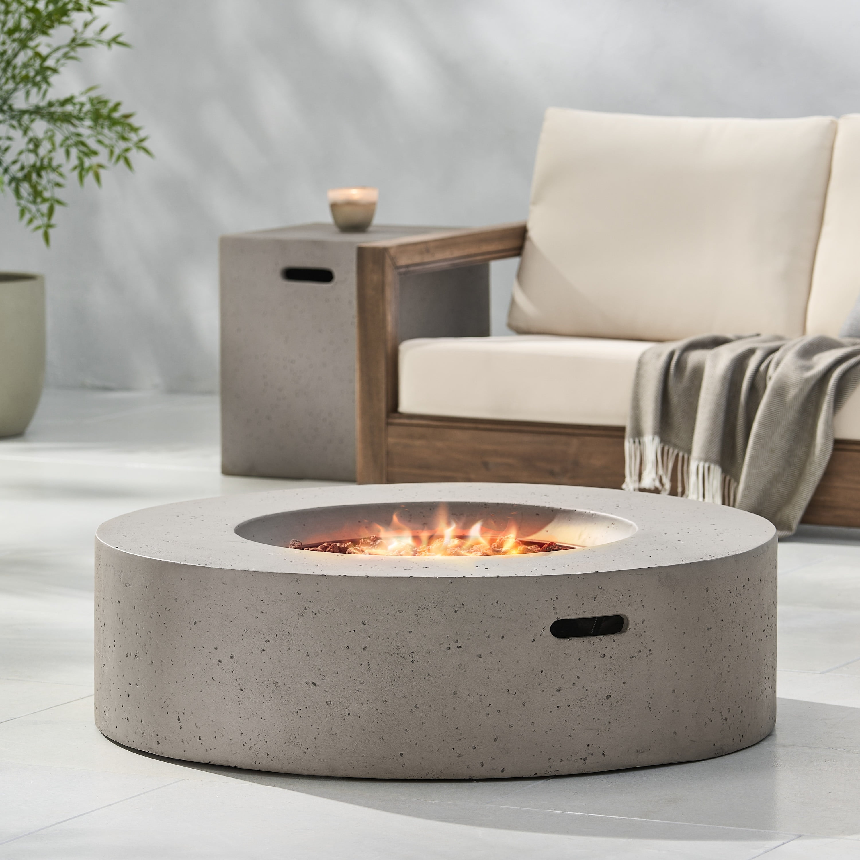 Christopher knight home circular outdoor gas fire pit table with tank holder discount