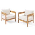 thumbnail image 1 of Christopher Knight Home 312395 Alfy Outdoor Club Chair with Cushions Set of 2, Teak Finish, Beige, 1 of 9