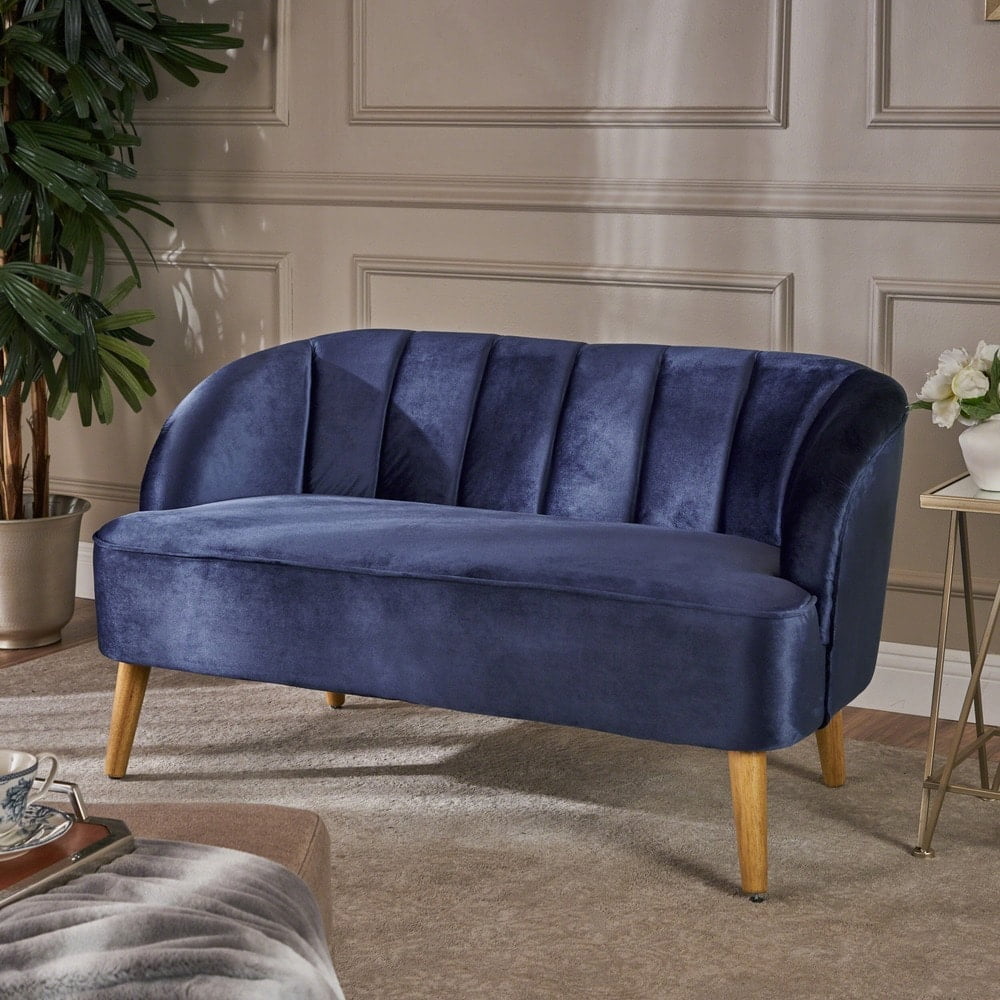 Christopher Knight Home Amaia Retro Modern Velvet Loveseat Sofa by Blue — free download