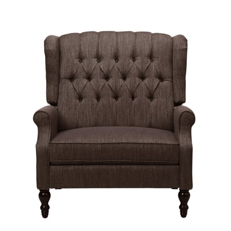 Christopher Knight Home Apaloosa Oversized Tufted Wingback Fabric Push Back Recliner by Brown + Dark Brown