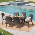 thumbnail image 1 of Christopher Knight Home April Outdoor 7-Piece Rectangle Foldable Wicker Dining Set with Umbrella Hole by, 1 of 5