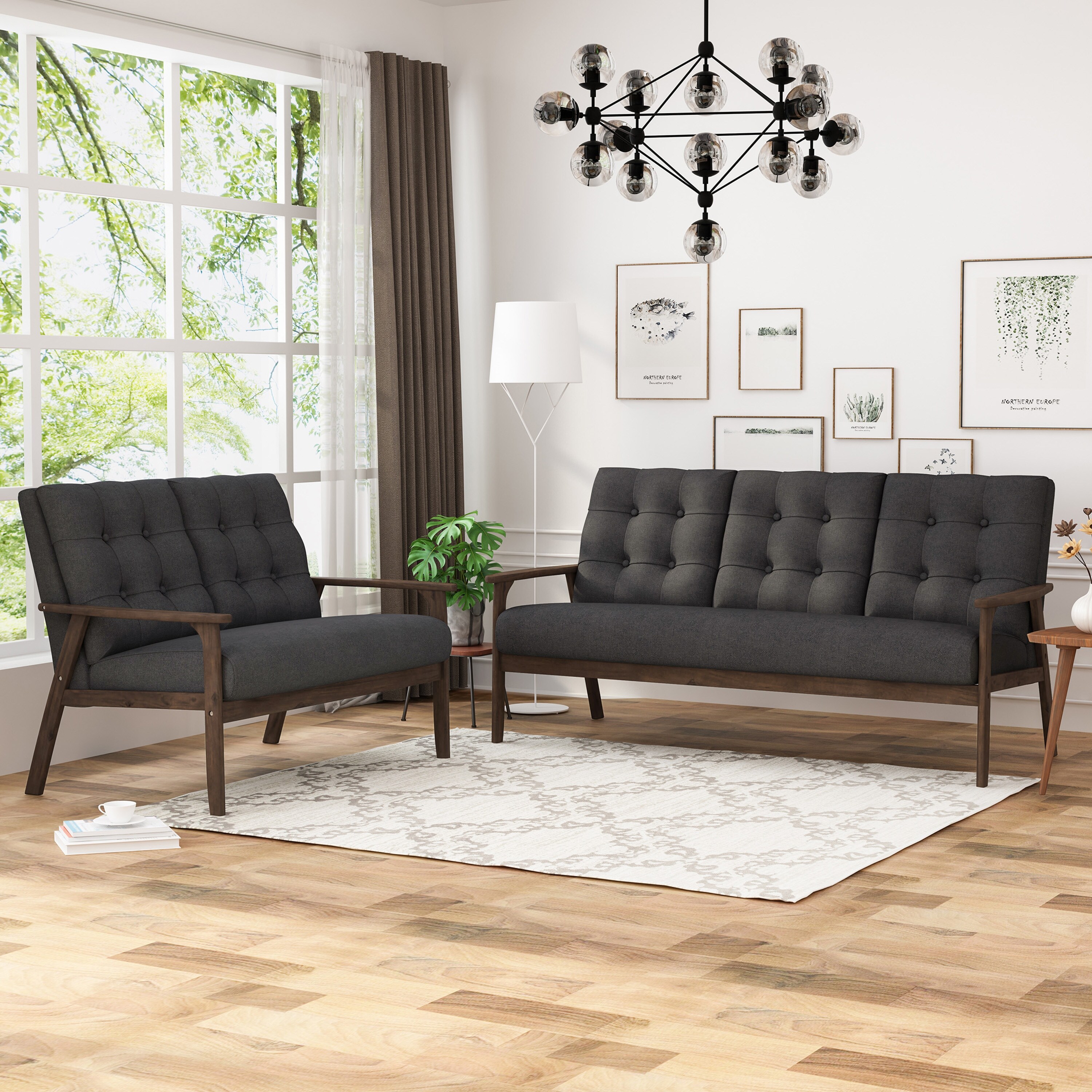 Christopher Knight Home Aries Mid-century 2-piece Fabric Sofa Set by
