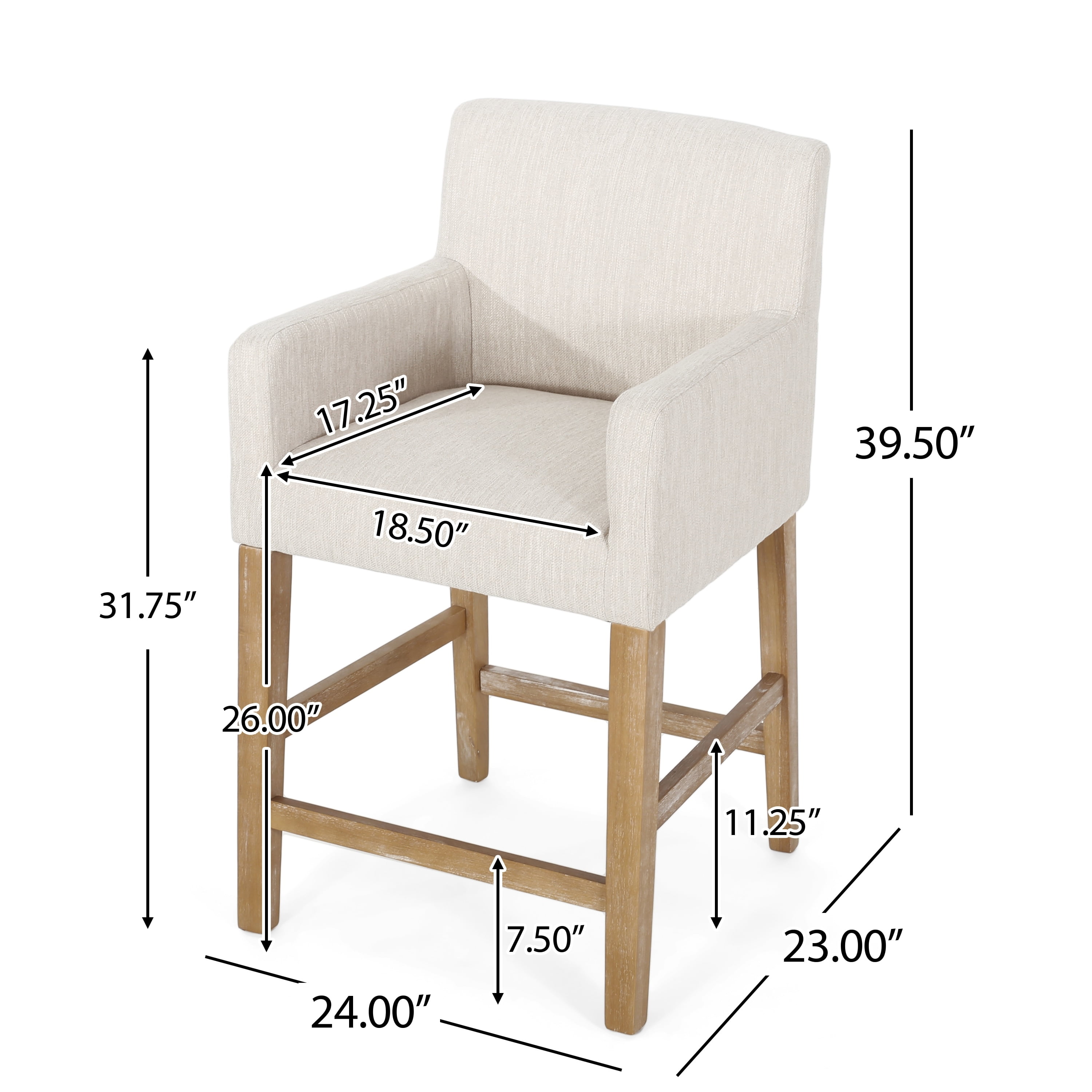 Christopher Knight Home Beige Fabric Upholstered 26 inch Wood Counter Bar Stools Set of 2 Walmart