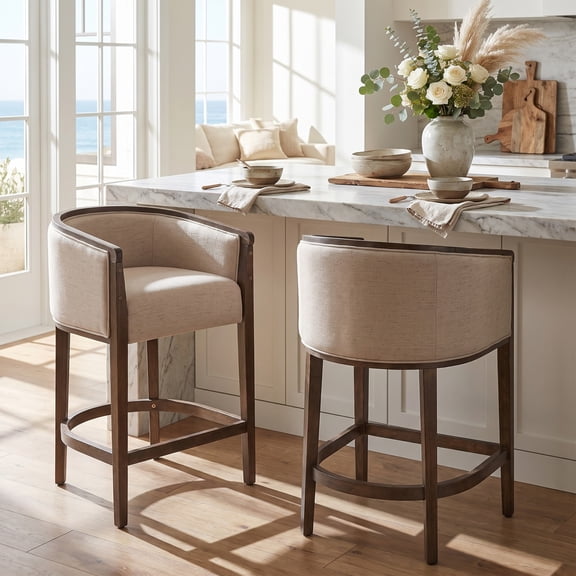 Christopher Knight Home Modern Wood Counter Stools, Curved Back, Beige ...