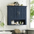thumbnail image 1 of Christopher Knight Home Bathroom Wall Storage Cabinet Wall Mounted Medicine Cabinet with Adjustable Shelves and Open Shelf, Multi Functional Organizer for Bathroom Kitchen Laundry Room, Blue, 1 of 15