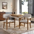 thumbnail image 1 of Christopher Knight Home Beige Upholstered Dining Arm Chairs Set of 2, Walnut Rubberwood Frame, 1 of 11