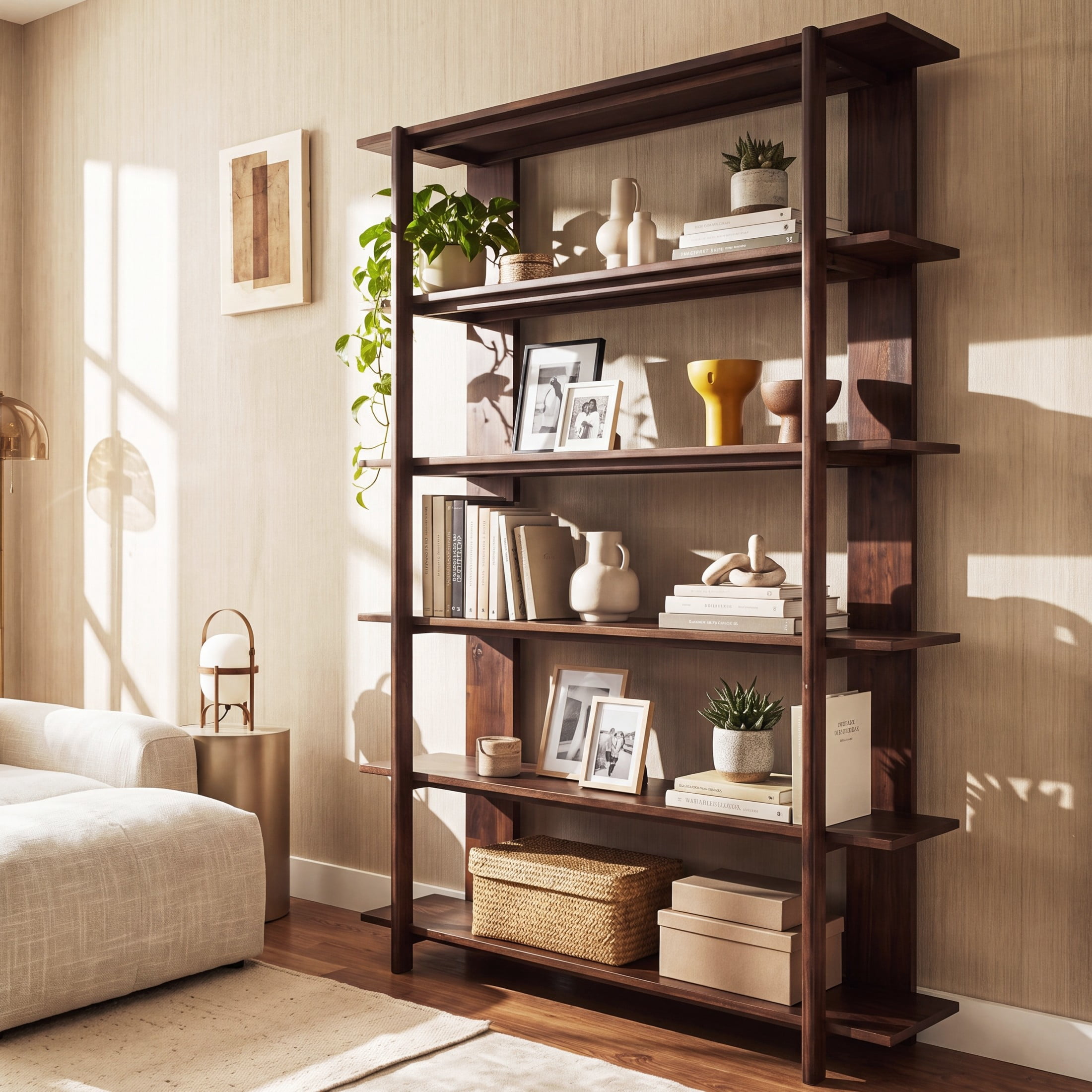 Christopher Knight Home Big 4-Tier Open Bookcase, 70.2" Solid Acacia Wood Large Display Bookshelf, Walnut Finish