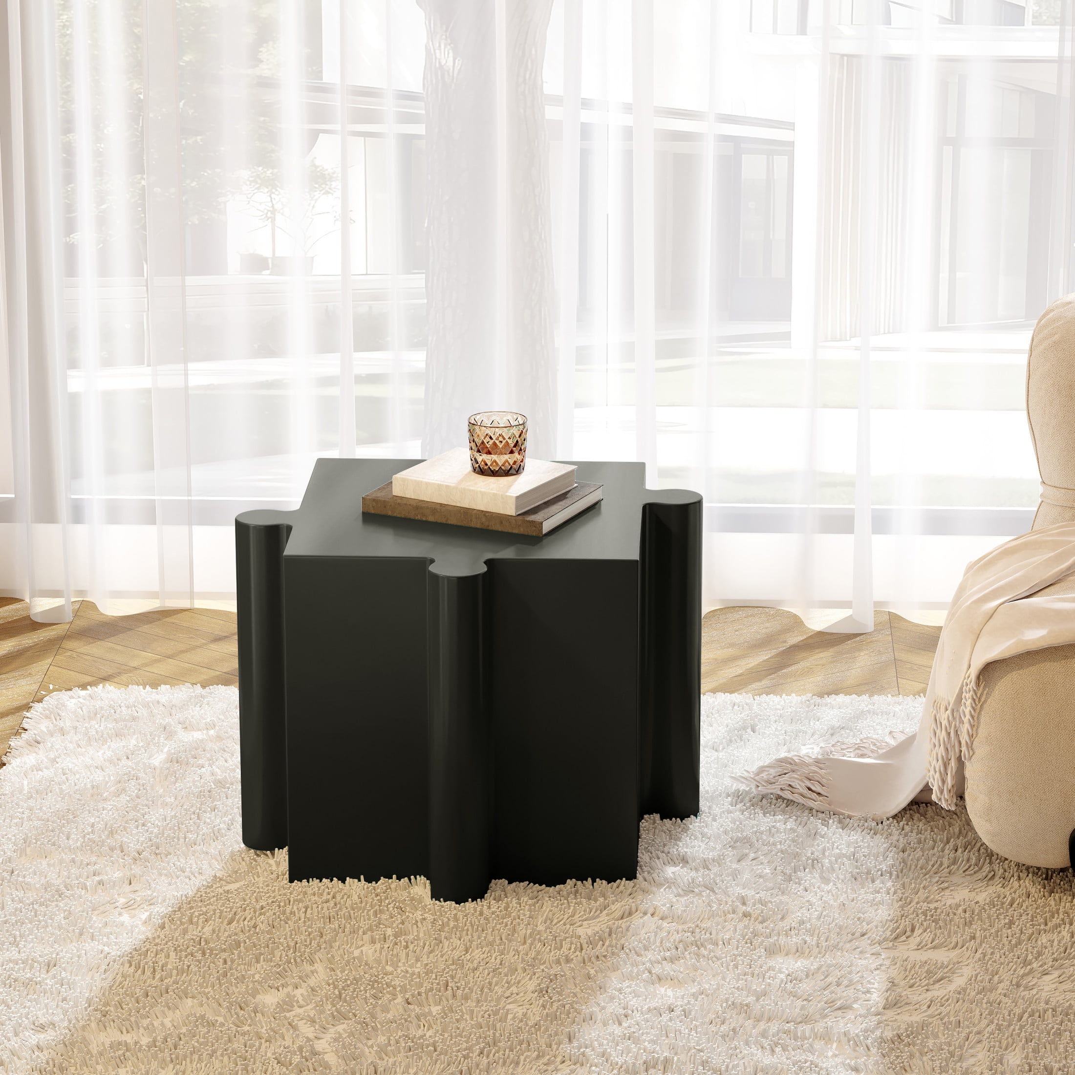 Christopher Knight Home Black Puzzle Art Side Table, Modular