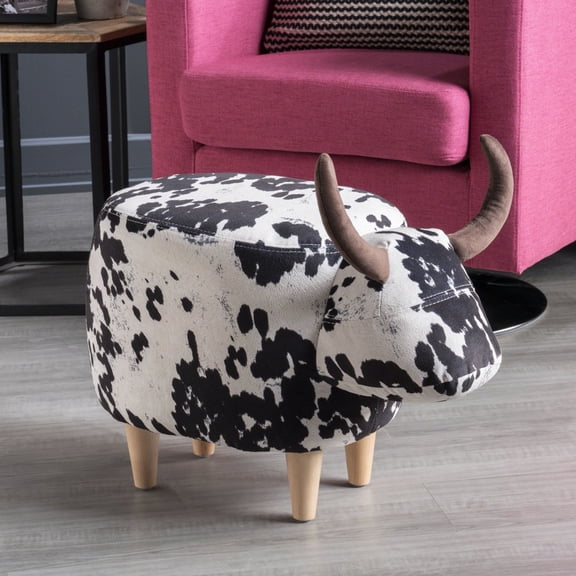 Christopher Knight Home Black & White Cow Ottoman - Modern Accent Stool