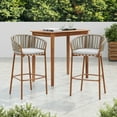 thumbnail image 1 of Christopher Knight Home Bohemian Rattan Outdoor Barstools with Fan-Shaped Backrest, Beige Cushions, Set of 2, 1 of 10