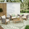 thumbnail image 1 of Christopher Knight Home Boho 4 Pieces Patio Conversation Set, Outdoor Rattan Rope-Woven Sofa Set, Grey+Beige, 1 of 13