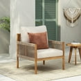 thumbnail image 1 of Christopher Knight Home Boho Outdoor Lounge Chair, Rope Accent, Solid Wood Frame, Beige Cushion, 1 of 6