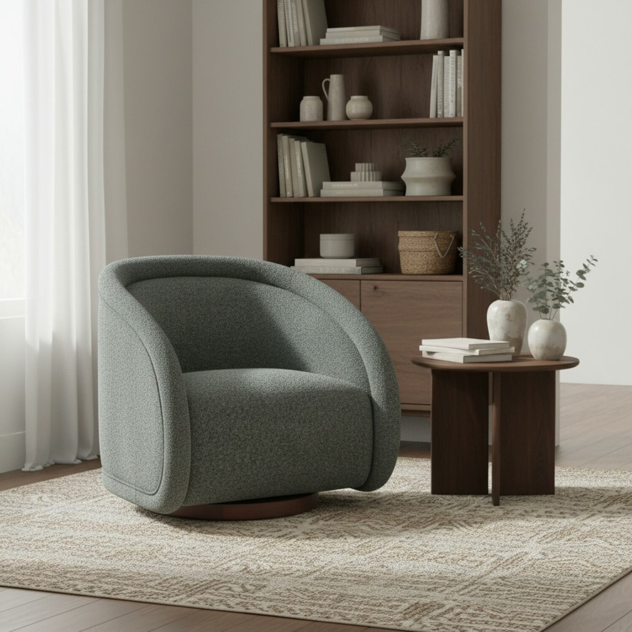Christopher Knight Home Bouclé Swivel Accent Chair with 360 Rotating Base, Green