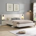 thumbnail image 1 of Christopher Knight Home Boucle Upholstered Queen Platform Bed with Reading Lights and Headboard Shelves, White, 1 of 10