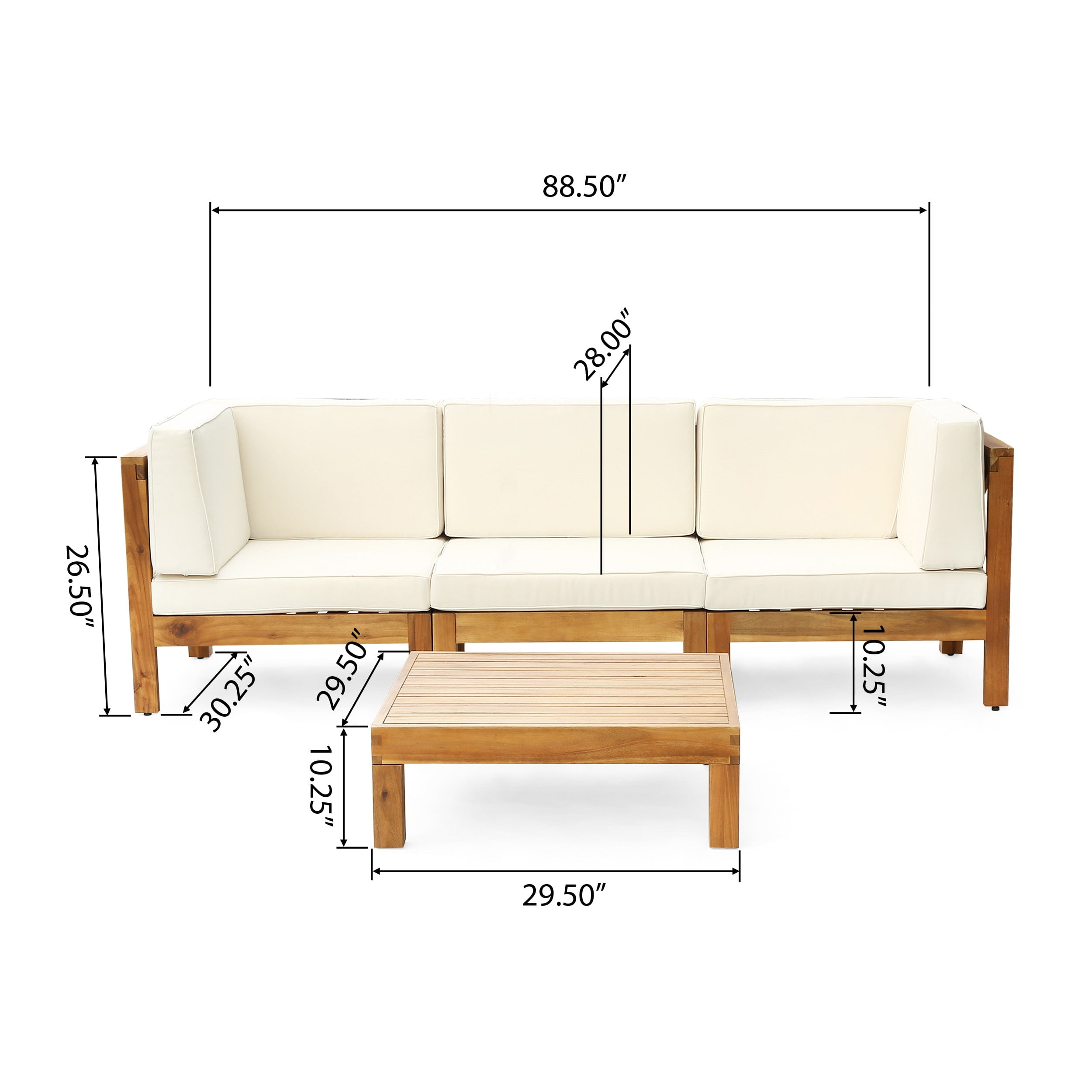 Christopher Knight Home Brava Outdoor 3Seater Acacia Wood Sectional