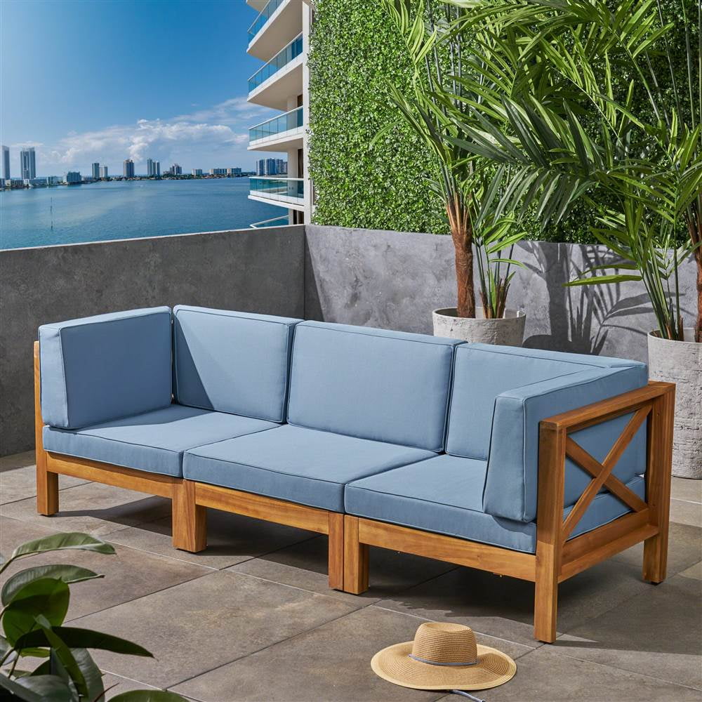 Christopher Knight Home Brava Outdoor Cushioned Acacia Wood Sofa by