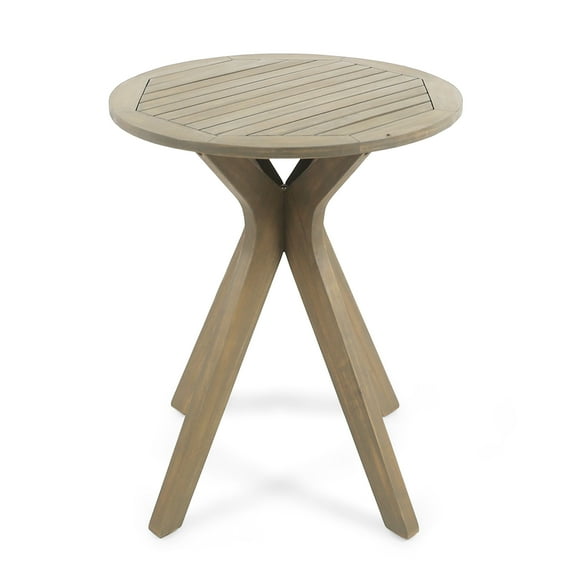 Christopher Knight Home Brigitte Outdoor Round Acacia Wood Bistro Table with X Legs, Grey