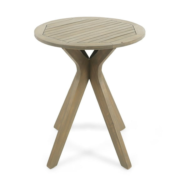 Christopher Knight Home Brigitte Outdoor Round Acacia Wood Bistro Table with X Legs, Grey