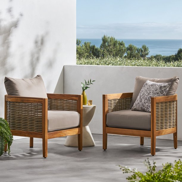 Christopher Knight Home Burchett Outdoor Acacia Wood and Wicker Club