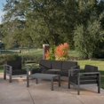 thumbnail image 1 of Christopher Knight Home Cape Coral Outdoor Aluminum Tempered Glass 4-piece Sofa Chat Set with Cushions by, 1 of 5