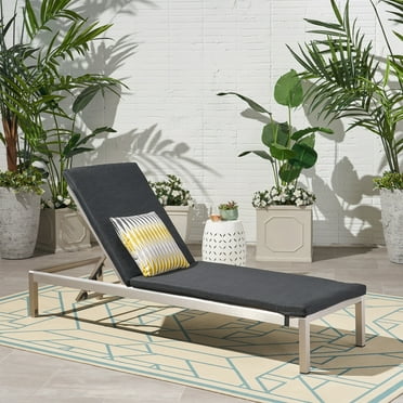 Christopher Knight Home Cape Coral Outdoor Water Resistant Fabric Lounge Cushion by  Dark Gray