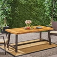 thumbnail image 1 of Christopher Knight Home Carlisle Outdoor Rustic Wood Dining Table by  - 71.00" L x 35.50" W x 29.25" H Sandblast Finish + Rustic Metal, 1 of 5