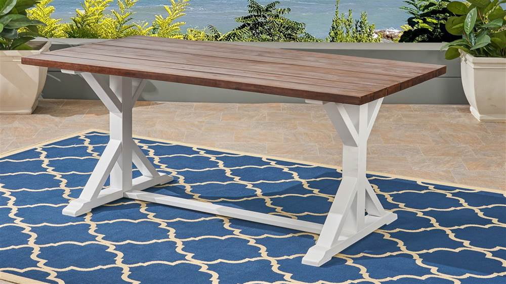 Cassia 72" Dark Brown and White Acacia Wood Dining Table