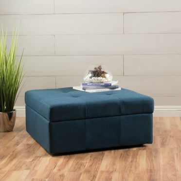Christopher Knight Home Chatsworth Tufted Rolling Storage Ottoman by  Navy Blue