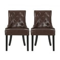 thumbnail image 1 of Christopher Knight Home Cheney  Tufted Dining Chairs (Set of 2) by  Dining Chairs Dark Brown/ Faux Leather Wood Finish Wood, MDF Wood Tufted Short -, 1 of 5