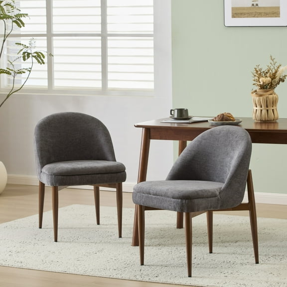 Christopher Knight Home Chenille Upholstered Dining Chair with Curved Back, Dark Grey Set of 2