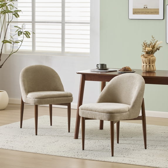 Christopher Knight Home Chenille Upholstered Dining Chair with Curved Back, Light Camel, Set of 2