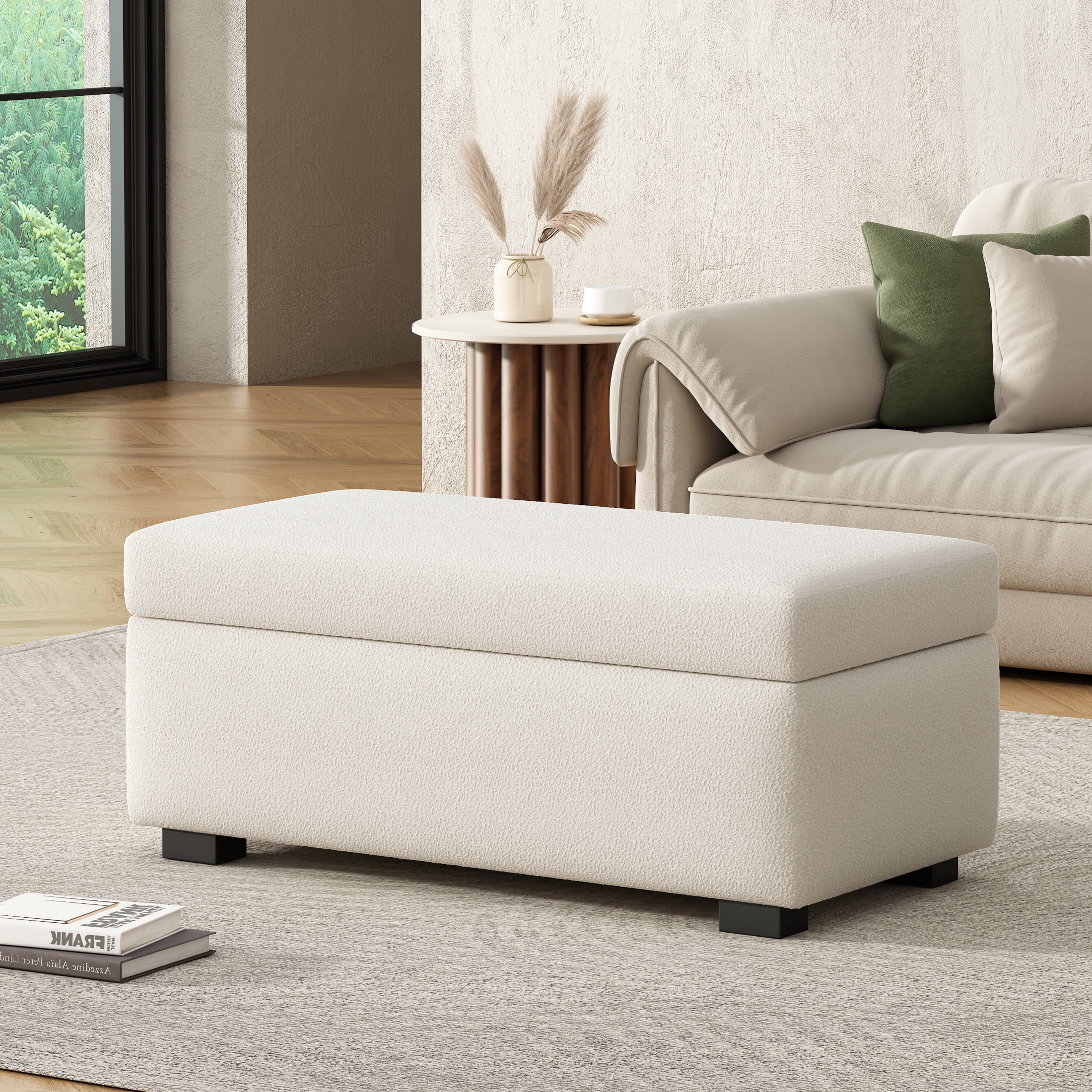 Christopher Knight Home Chenille Upholstered Storage Bench,  Lift-Top Ottoman for Entryway or Bedroom, Beige
