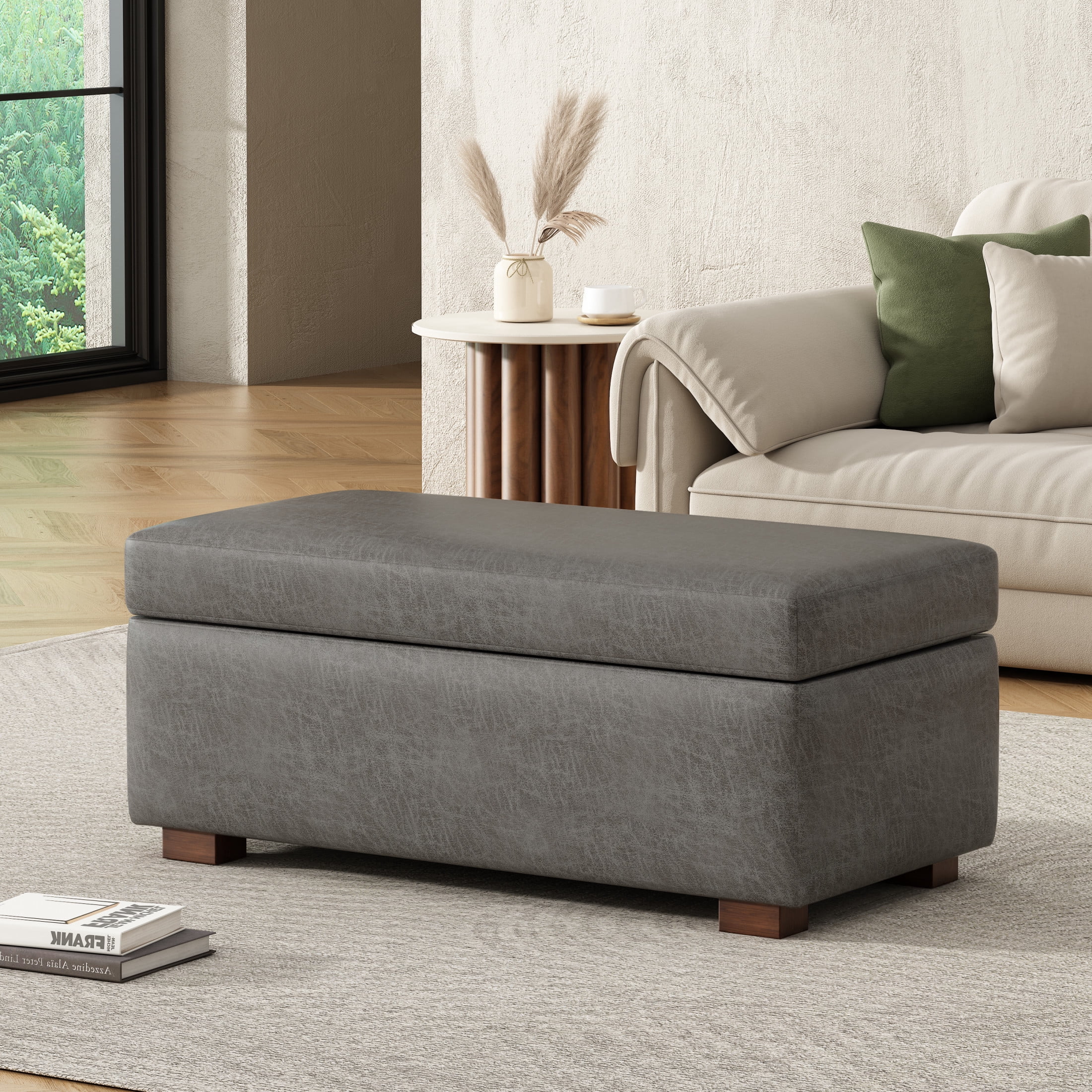 Christopher Knight Home Chenille Upholstered Storage Bench,  Lift-Top Ottoman for Entryway or Bedroom, Slate