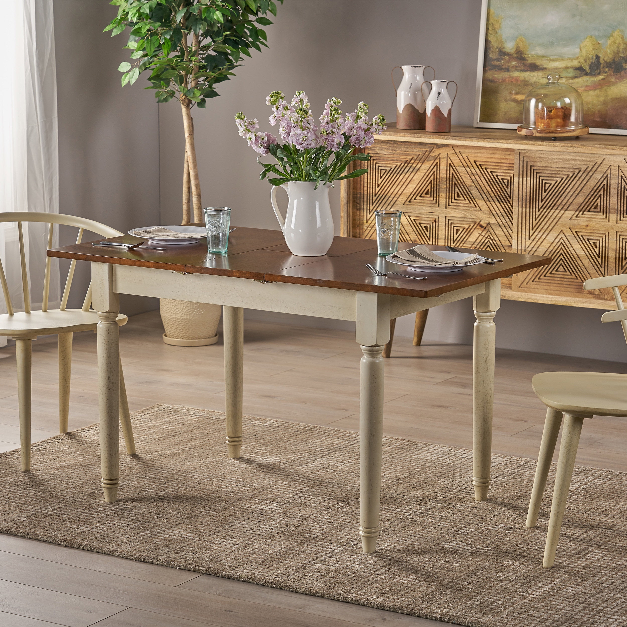 GDF Studio Broughton Rustic Dining Table with Extendable